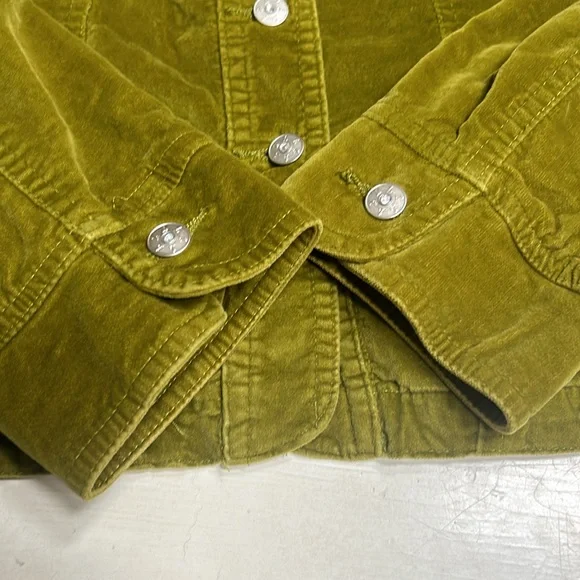 Live a Little Suede Jacket Womens M Button Front Green Fitted - Picture 6 of 9
